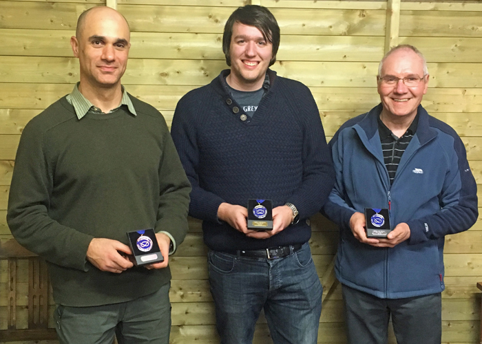 Photograph shows all three medal winners together - Theo Kyriacou (pictured left), Brendon Lewin (pictured centre), and Peter Bryan (pictured right).