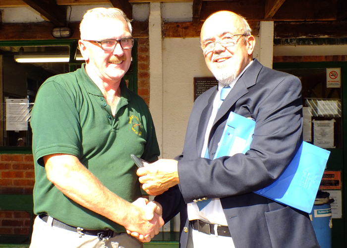 Photograph shows SSRA Chairman - Richard Tilstone (pictured right), presenting Medal to Peter Dean (pictured left).