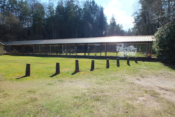 Photograph shows the excellent covered 50 metres and 100 yards firing points.