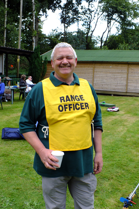 Photograph shows Craig Howell, one of a team of excellent Range Officers at the event, keeping shooters and spectators safe at all times.