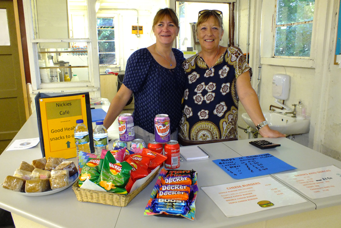 Photograph shows the wonderful Catering Staff, Nikki Thacker and Blu Colclough, who provided an excellent variety of food and drinks at the event.