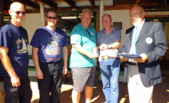 Photograph shows SSRA Chairman - Richard Tilstone (pictured right), presenting the Astor Tankard to members of Rugeley Rifle Club (pictured left).