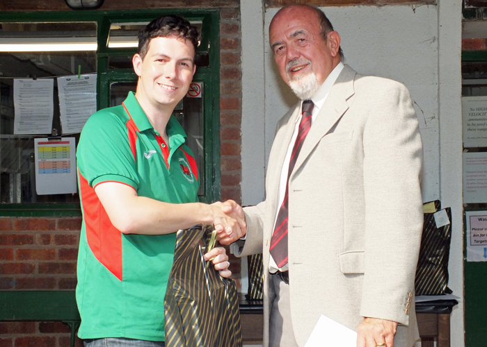 Photograph shows Richard Hemingway (pictured left) receiving the Class 'A' 2nd Place Open Prize 2019 from SSRA Chairman - Richard Tilstone (pictured right).