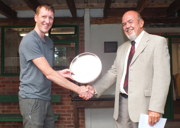 Photograph shows SSRA Chairman - Richard Tilstone (pictured right), presenting the 'Come Day - Go Day' Salver to Simon Green, (pictured left).