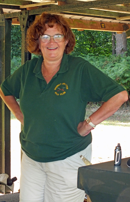 Photograph shows SSRA Treasurer Judith Simcock on the firing points, ready to take the shot targets back to the official scorers.