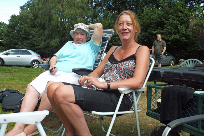 Photograph shows Mrs. Watkiss (pictured right) and companion also enjoying the glorious weather.