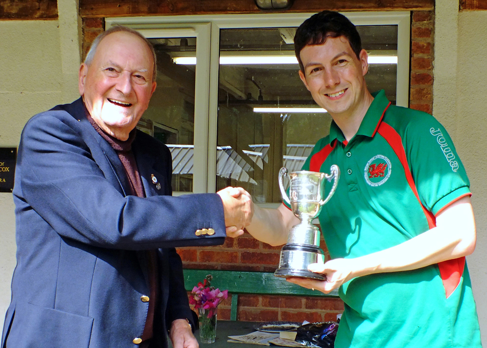Photograph shows SSRA President - Mike B.P. Willcox (pictured left), presenting the Association Cup for 2025 to Richard Hemingway (pictured right).