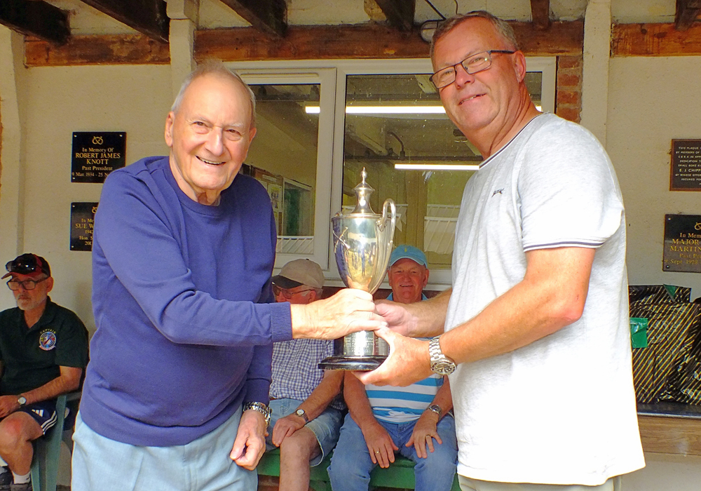 Photograph shows SSRA President - Mike B.P. Willcox (pictured left), presenting the Michelin Cup for 2026 to Dave Glover (pictured right).