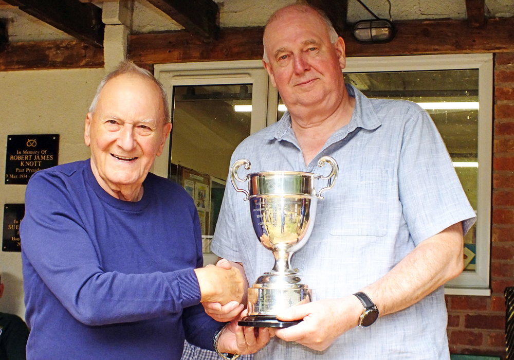 Photograph shows SSRA President - Mike B.P. Willcox (pictured left), presenting the R.W. De Nicolas Memorial Trophy for 2026 to Ivor Leigh (pictured right). Ivor Leigh received the award on behalf of Paul Baron, who was unable to receive his prize on the day.
