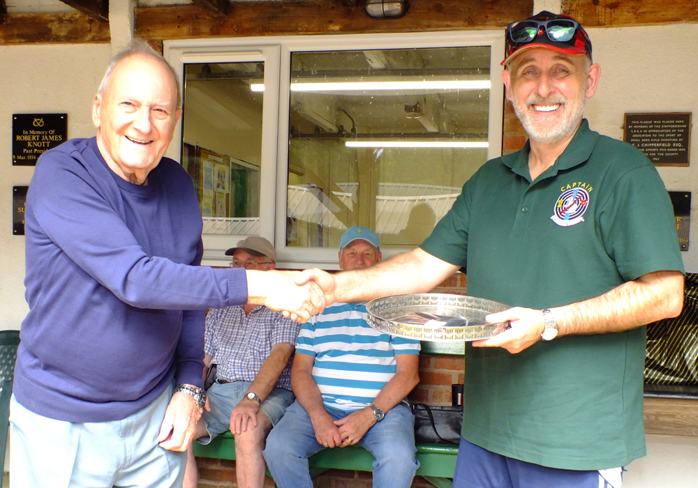 The above photograph shows SSRA President - Mike B.P. Willcox (pictured left), presenting the 'Come Day - Go Day' Salver for 2026 to Gavin Scott-Brooker (pictured right). Gavin Scott-Brooker received the award on behalf of Open Champion Simon Green, who was unable to receive his prize on the day.