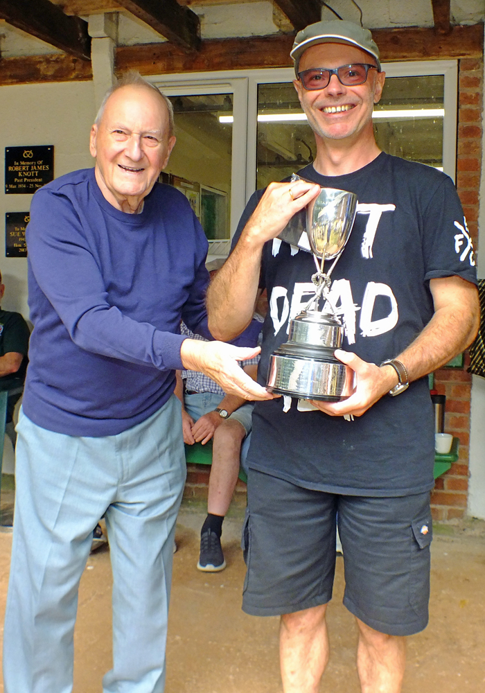 Photograph shows SSRA President - Mike B.P. Willcox (pictured left), presenting the Swynnerton Cup for 2026 to Steve Breeze (pictured right).