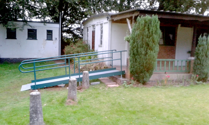 Picture shows the wheelchair accessible ramp adjoining the Chipperfield Ranges Clubhouse.